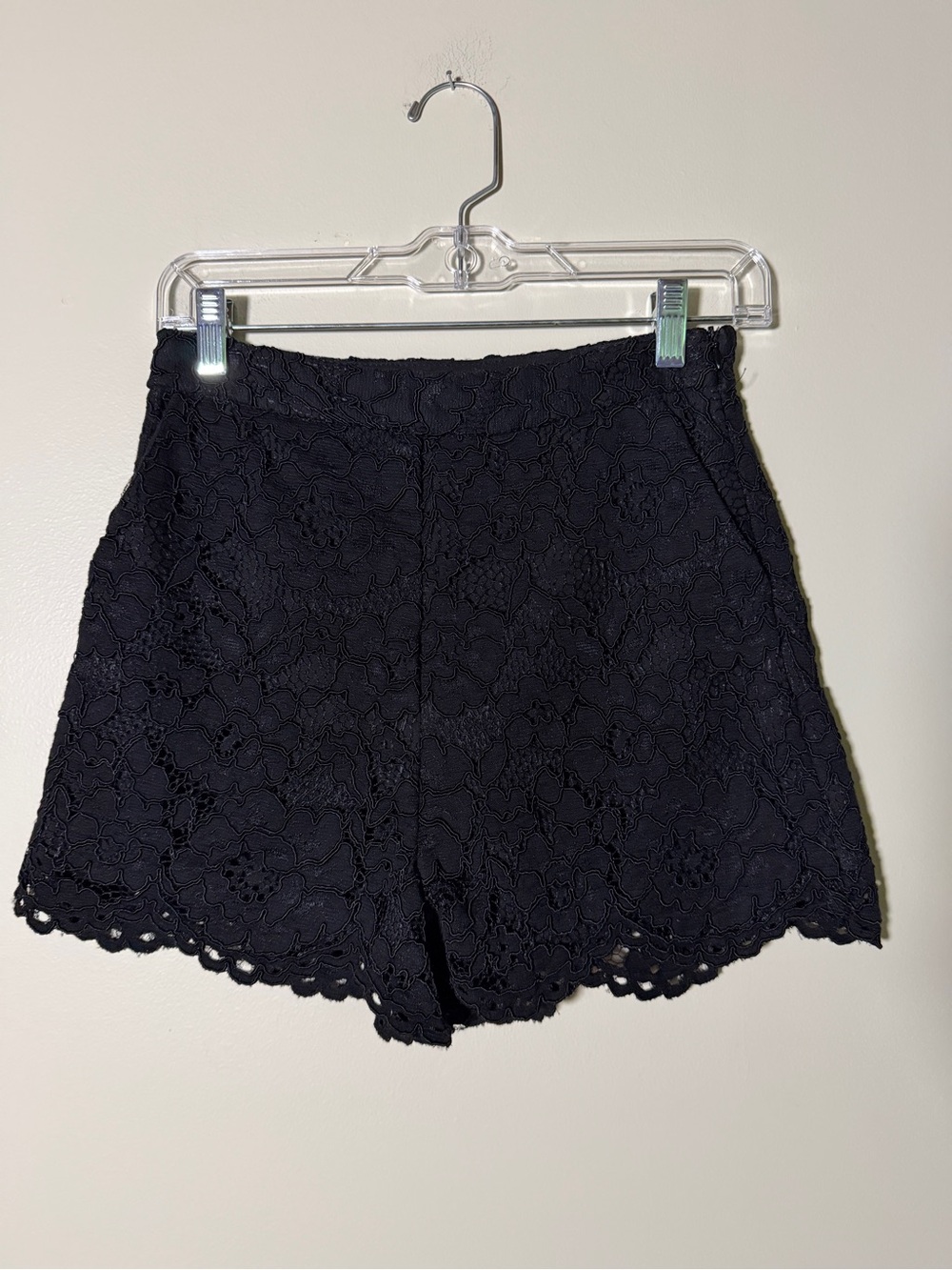 Endless Rose Black High-Waist Lace Scallop Shorts